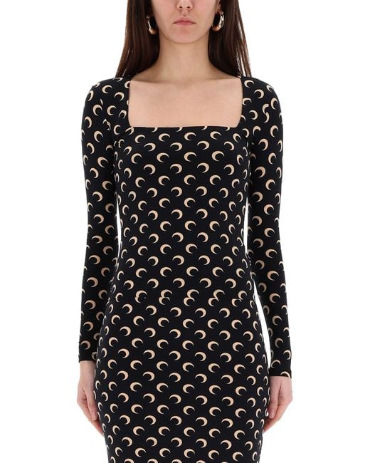 MARINE SERRE Black Long-Sleeved Top