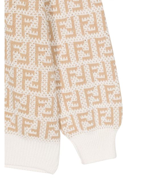 Pullover Ff Bicolor Cot di Fendi in Natural