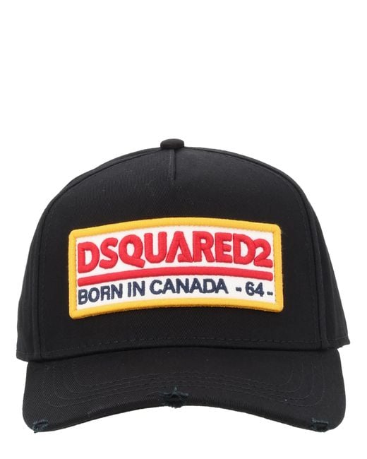 DSquared² Black Dsquared Baseball Hat With Logo Patch for men
