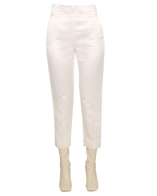 Max Mara White Viscose Satin Geisha Pants