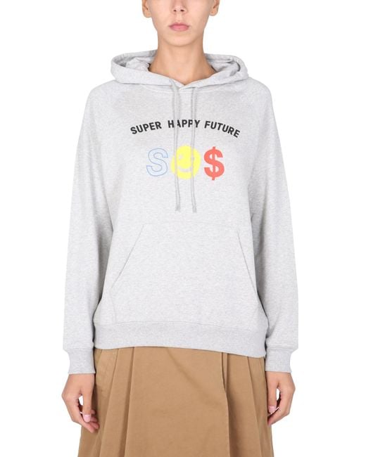 Être Cécile White "super Happy Future" Cotton Sweatshirt