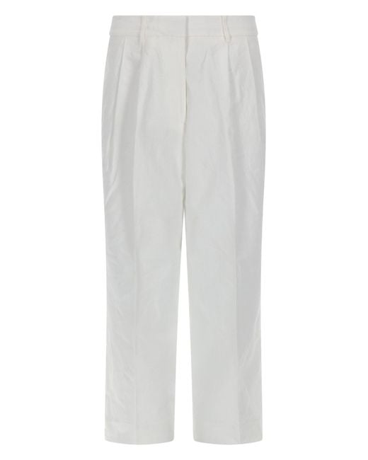MICHAEL Michael Kors White Effortless Linen-Cotton Trousers