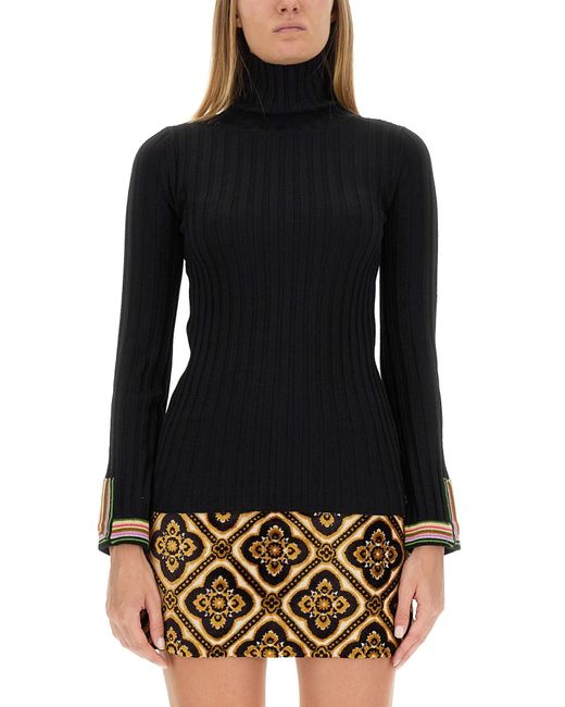 Etro Black Slim Fit Turtleneck Shirt