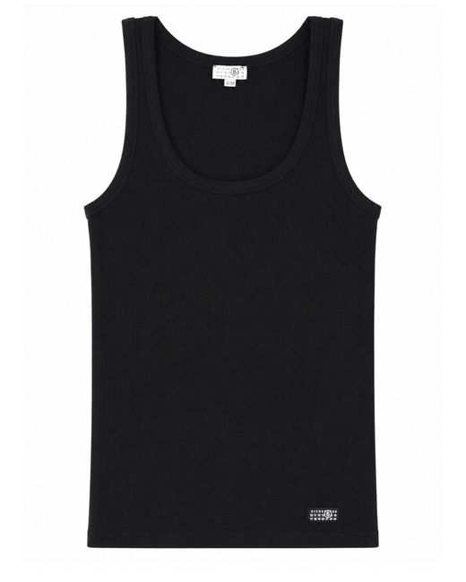 MM6 by Maison Margiela Black Tank Top Elasticizzato