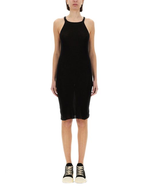 Rick Owens Black Halter Neck Knee Length Dress