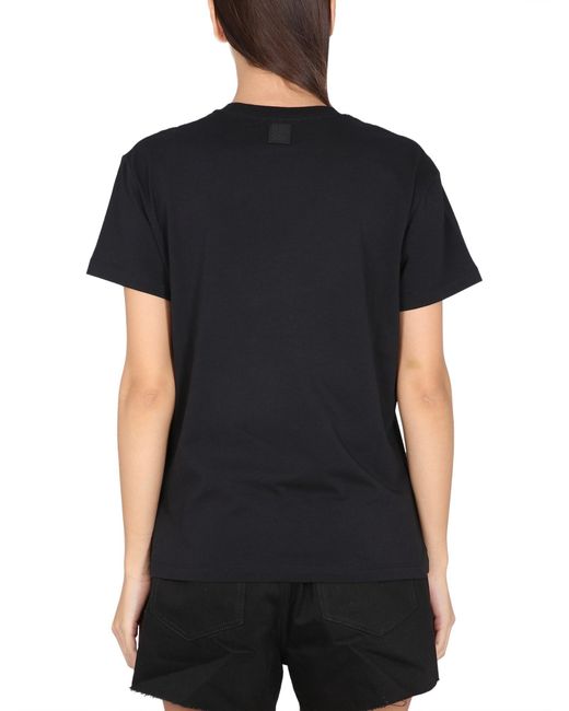 T-SHIRT GIROCOLLO IN JERSEY DI COTONE CON STAMPA LOGO di Raf Simons in Black