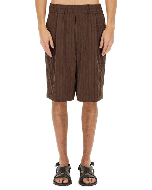 Dries Van Noten Brown Short Pleated for men