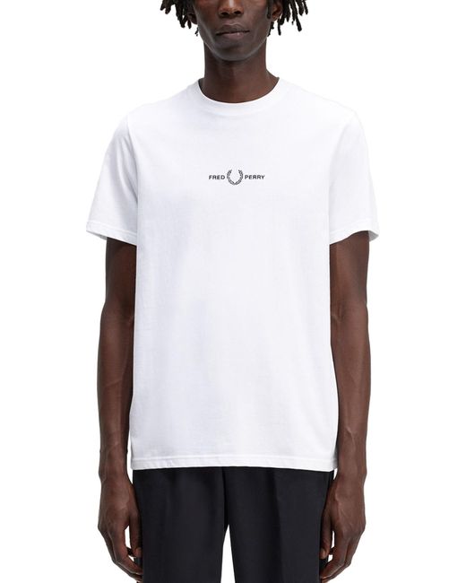 Fred Perry White Tshirt With Logo Embroidery for men