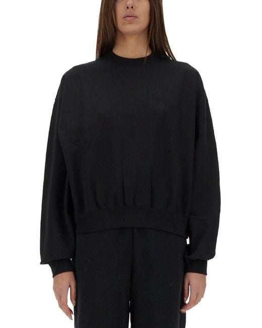 Y-3 Black Solid Crew Neck Sweatshirt