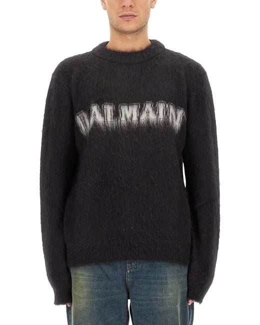 Balmain Black Retro Logo Pullover for men