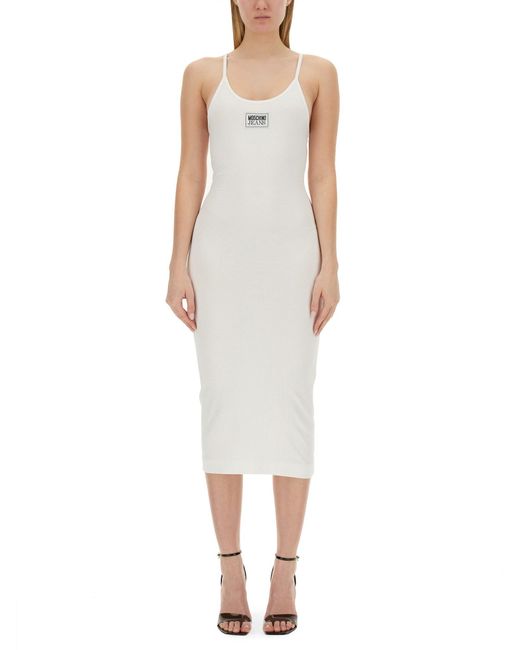 Moschino White Ribbed Dress