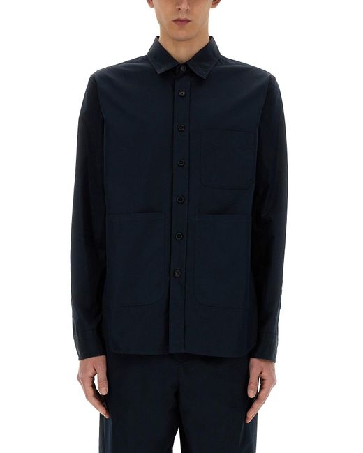 Aspesi Blue Structured Button-Up Shirt for men
