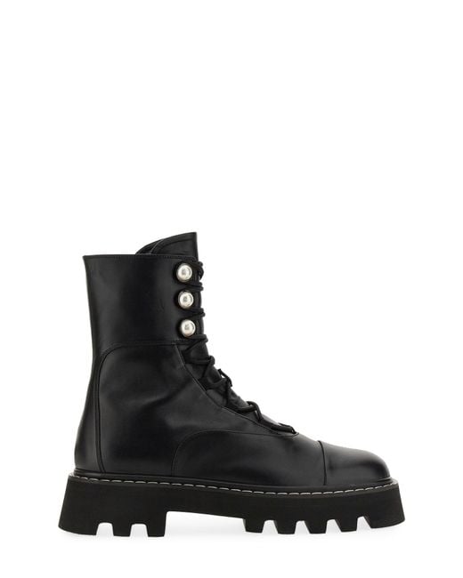 Nicholas Kirkwood Black "pearlogy" Leather Combat Amphibian