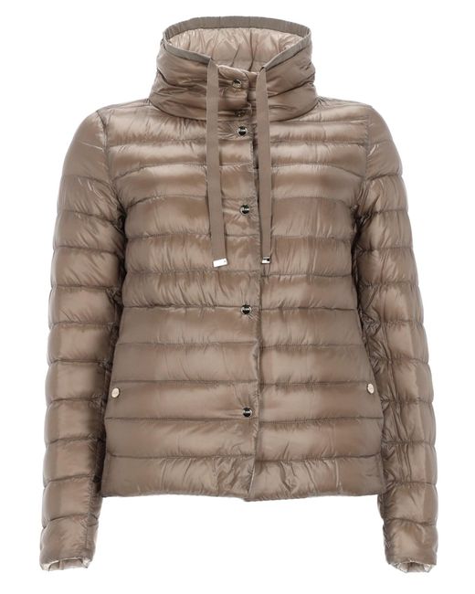 Herno Brown Reversible High Neck Puffer Jacket