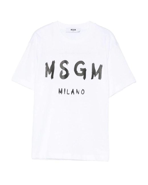 MSGM White T Shirt With Logo