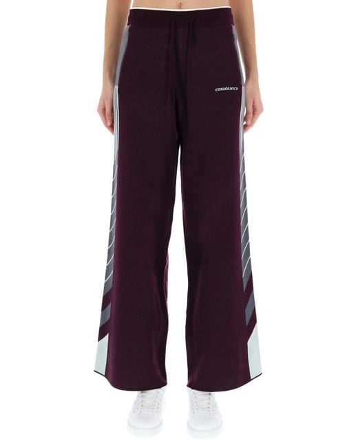 Casablanca Purple Pantalon En Mérinos Diagonal Tennis