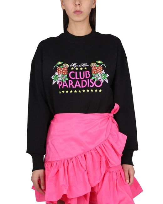 MSGM Pink Sweatshirt With Logo Embossing