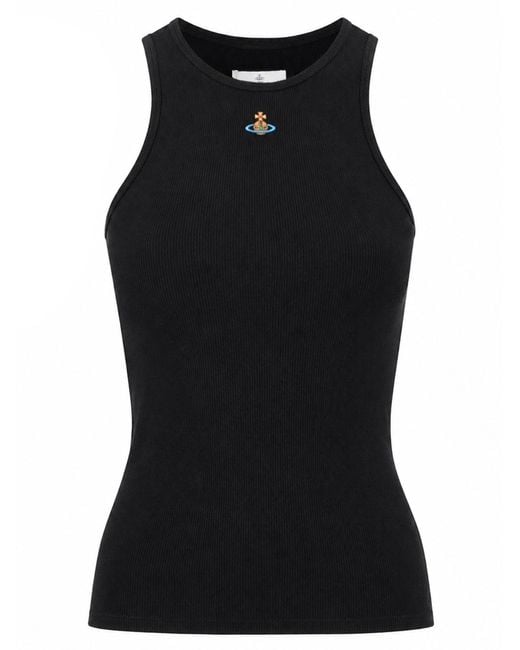 Vivienne Westwood Black Fitted Sleeveless Top With High Neckline