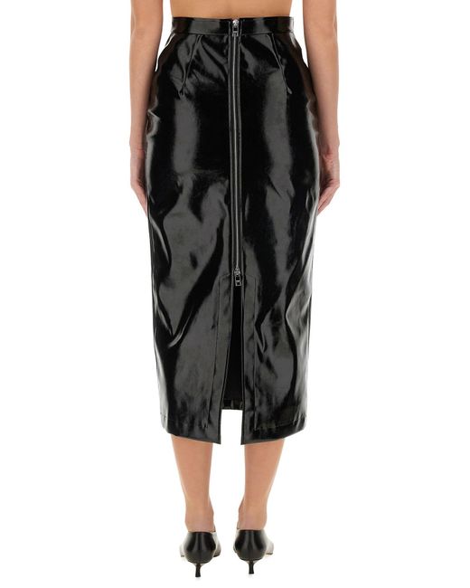 Patent Leather Midi Skirt-Donna di MSGM in Black