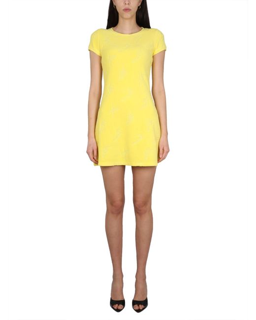 DSquared² Yellow Slim Fit Mini Dress With Gyro Necklace Detail