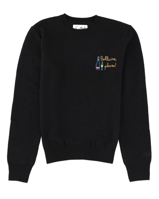 Mc2 Saint Barth Black "New Queen" Jersey With Embroidery