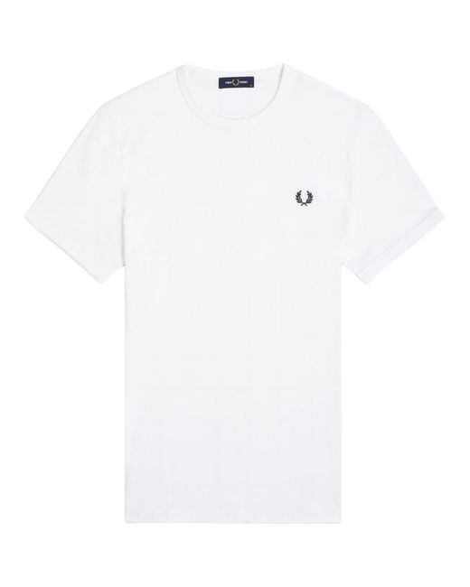 Fred Perry White Cotton T-Shirt for men