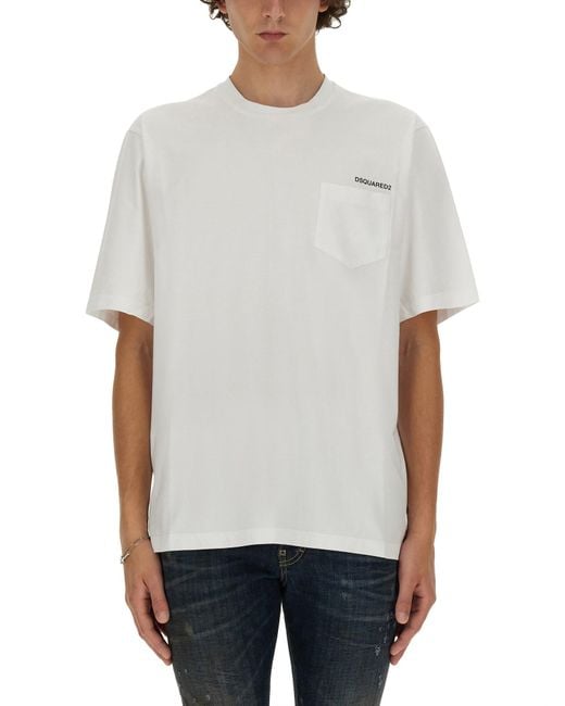 DSquared² Gray Graphic Print Relaxed Fit Cotton T-Shirt for men