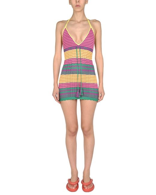 Gallo Red Mini Striped Dress