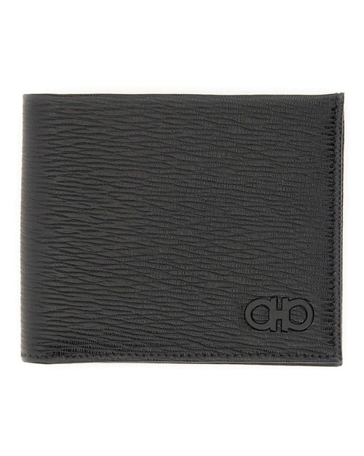 Ferragamo Black Gancini Mini Wallet for men
