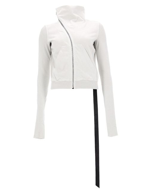 Rick Owens White Solid Mock Collar T-Shirt