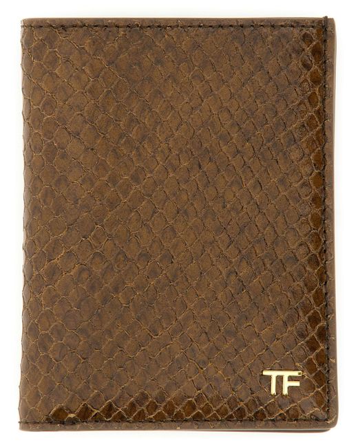Tom Ford Brown Folding Card Holder for men