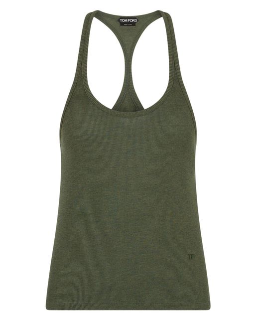 Tom Ford Green Solid Scoop Neck Top