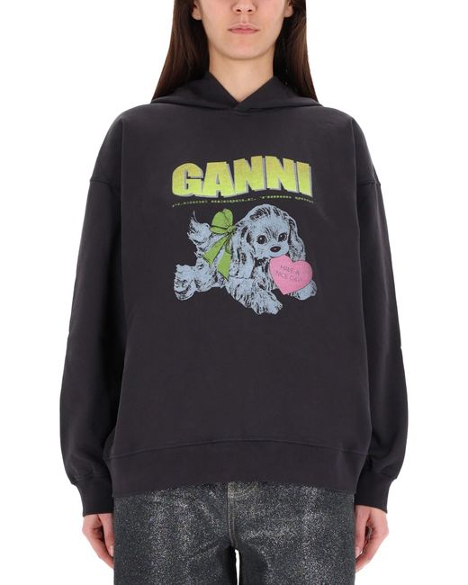 Ganni Gray "Puppy" Sweatshirt