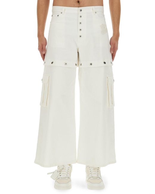 Off-White c/o Virgil Abloh White Super Baggy Trousers With '90S Logo for men