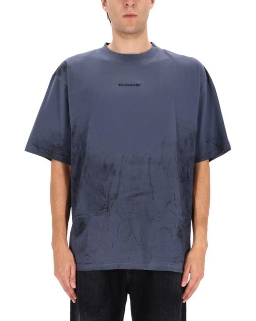 Balenciaga Blue T-Shirt With Logo