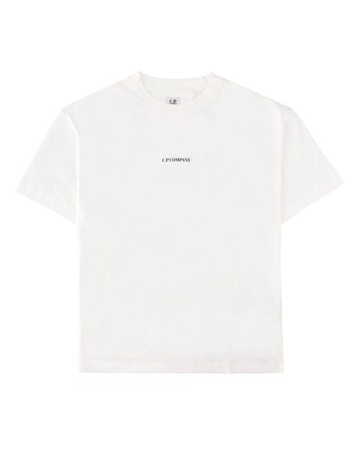 C P Company White T-Shirt With Logo for men