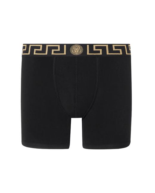 Boxer Con Bordo Greca di Versace in Black da Uomo
