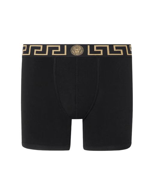 Boxer Con Bordo Greca di Versace in Black da Uomo