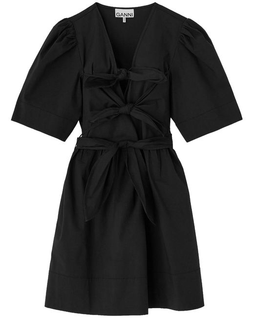Ganni Black Mini Dress With Bows