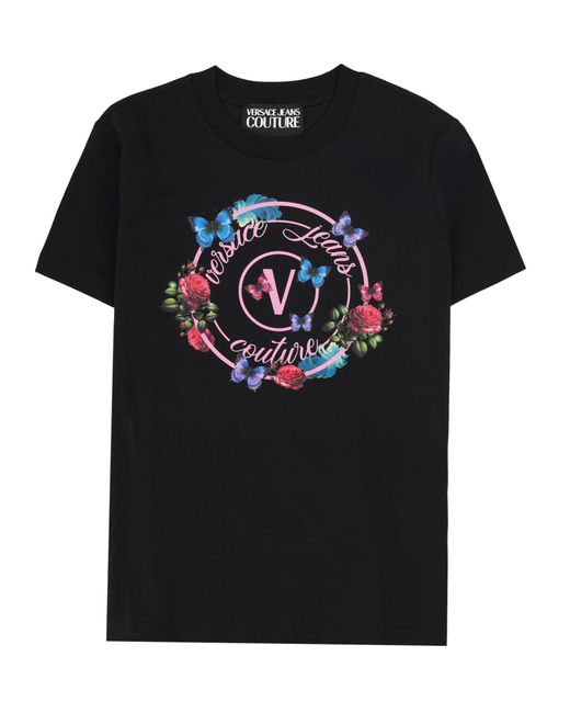 Versace Jeans Couture Black T-Shirt Con Emblema "Butterfly"