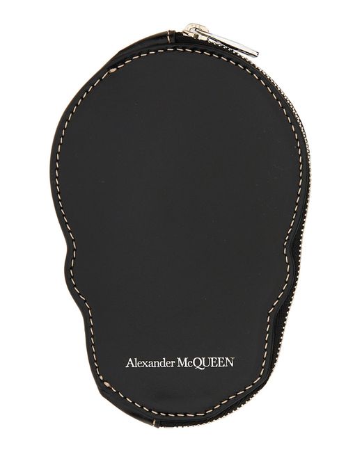 McQueen Black Skull Card Holder for men