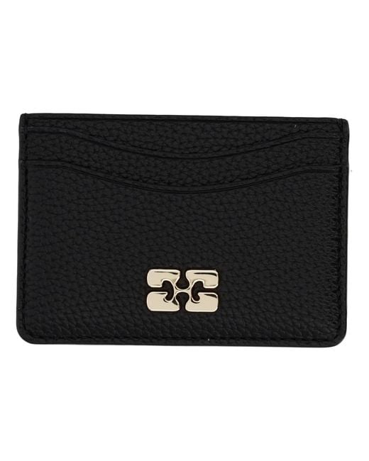 Ganni Black Card Holder With Logo