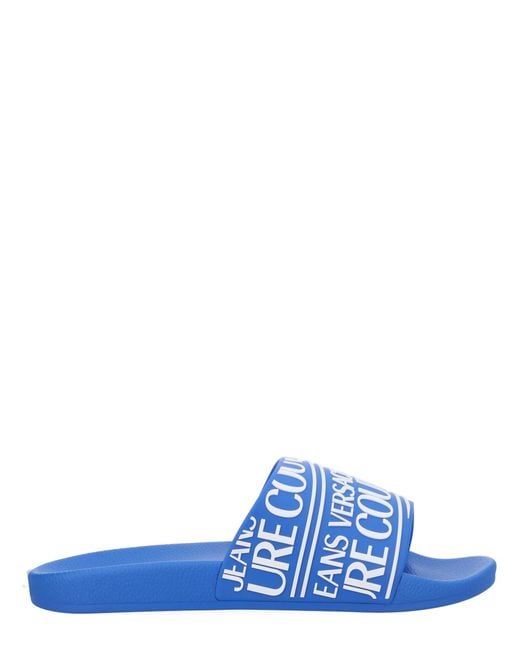 Versace Jeans Couture Blue Slides With Logo for men