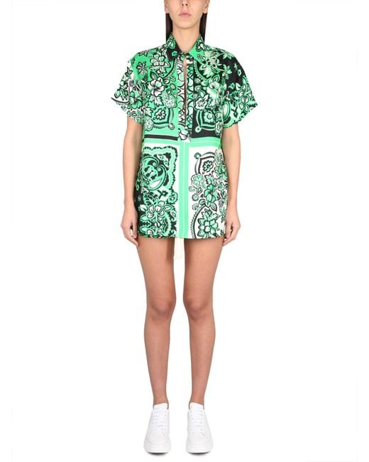 RED Valentino Green Carre' Bandana Shirt