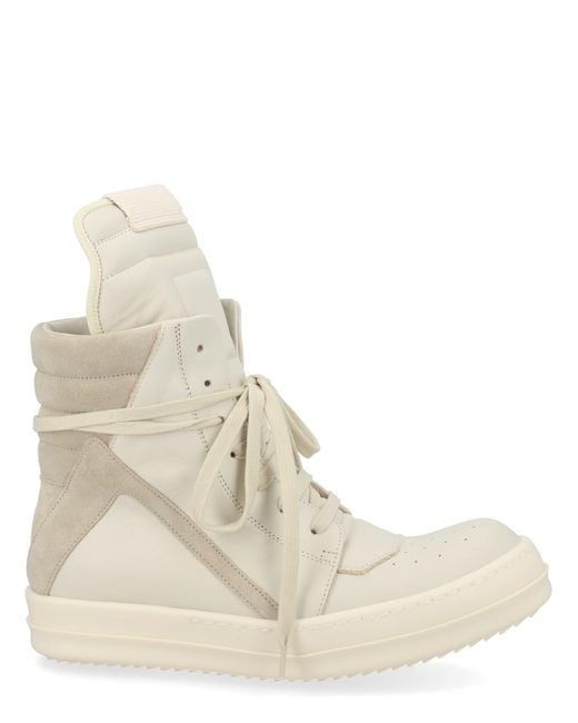 Rick Owens Natural Geobasket High-Top Sneakers