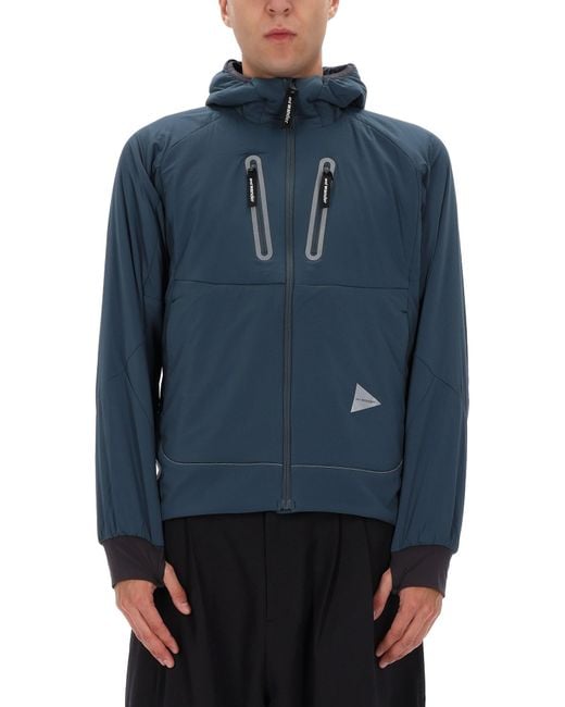 And Wander Blue Modern Nylon Jacket With Ribbed Cuffs for men