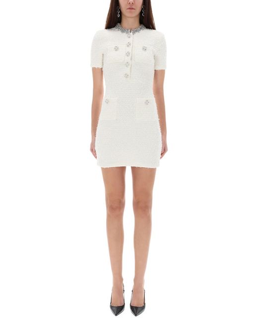 Self-Portrait White Mini Dress With Buttons