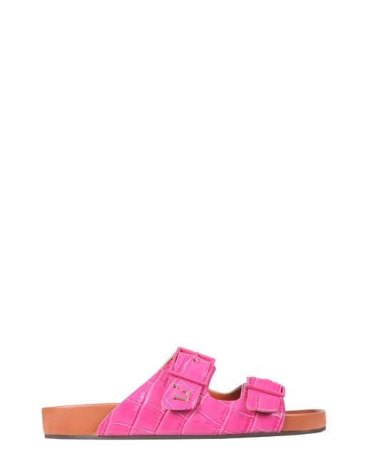 L'Autre Chose Pink Sandals With Coconut Print Leather