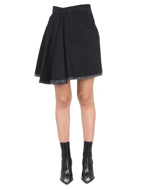 McQueen Black Asymmetrical Mini Skirt
