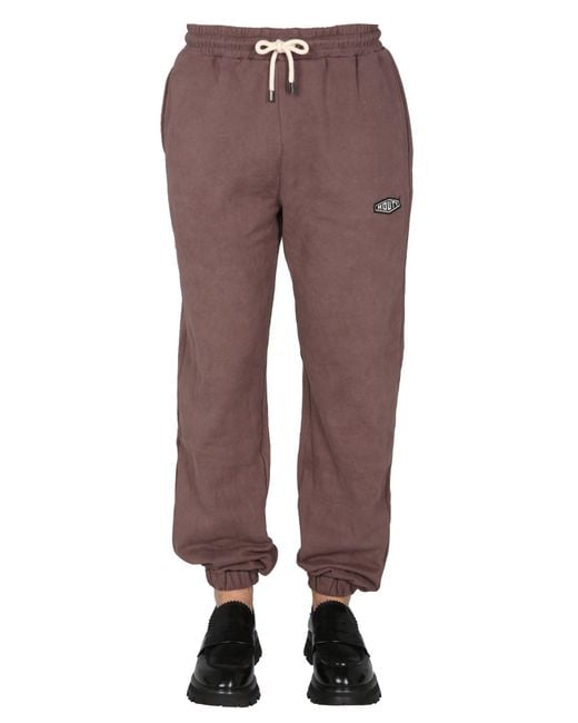 MOUTY Brown "BIGGIE" Cotton JOGGING Pants With Logo Patch for men